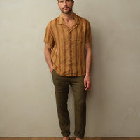 Men's Fez Embroidered Linen S/S