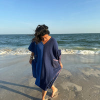 Aegean Blue Tonal V-Neck Kaftan