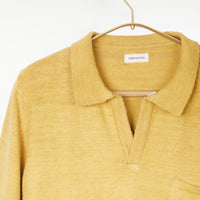 Madhur Johnny Collar Flat Knit Sweater Yellow