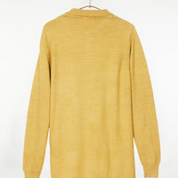 Madhur Johnny Collar Flat Knit Sweater Yellow