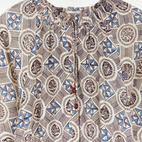 Mahira Dress Tile Print Indigo