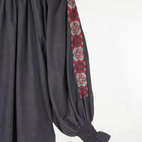 Priti Top Muslin Black with Embroidery