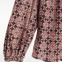 Sabrina Top Kora Geometric Print Brown