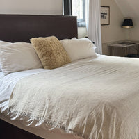 Natural Black Thin Linen Striped Blanket