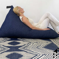 Denim Quilted Bean Bag Chair with Beans