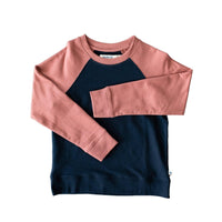 Stevie Raglan Sweatshirt - Navy & Rose Color Block