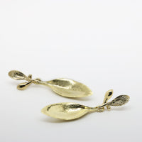 Long Leaf Earrings - Yellow Bronze