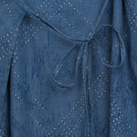 Aahana Strappy Wrap Dress in Indigo Tile Bandhani