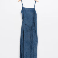 Aahana Strappy Wrap Dress in Indigo Tile Bandhani