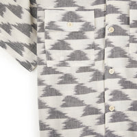 Harshil 2 Pocket Shirt Cotton Kora with Cloud Ikat in Charcoal