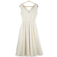 Eesha V Dress in Mockleno Check Natural