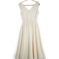 Eesha V Dress in Mockleno Check Natural