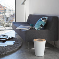 Trash Can - Round - Steel + Wood