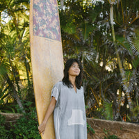 Grey Stripe Tribeca Hooded Maxi Kaftan