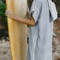 Grey Stripe Tribeca Hooded Maxi Kaftan