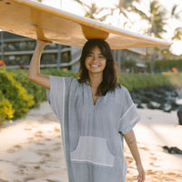 Grey Stripe Tribeca Hooded Maxi Kaftan