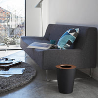 Trash Can - Round - Steel + Wood