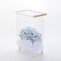 Rolling Wire Basket (24" H) - Steel + Wood