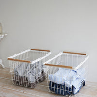 Wire Basket - Two Sizes - Steel + Wood