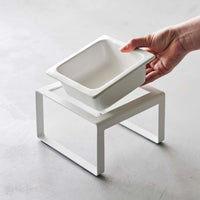 Single Pet Food Bowl - Tall - Steel + Ceramic