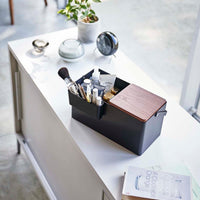 Makeup Organizer with Mirror - Steel + Wood