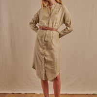Women's Striped Montauk Shirt Dress in Linen - Final Sale