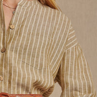 Women's Striped Montauk Shirt Dress in Linen - Final Sale