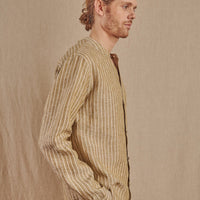 Men's Striped Monty Mandarin in Linen - Final Sale