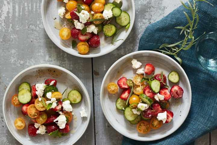 Strawberry and Sun Gold Tomato Salad with Honey-Lime Citronette