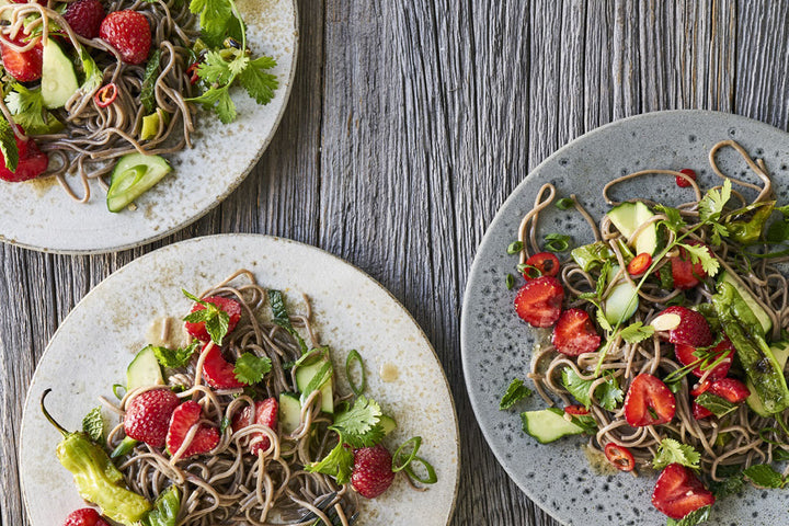 Cold Soba Noodle Salad with Strawberries