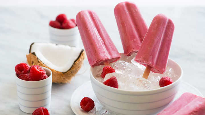 Boozy Raspberry Coconut Pops