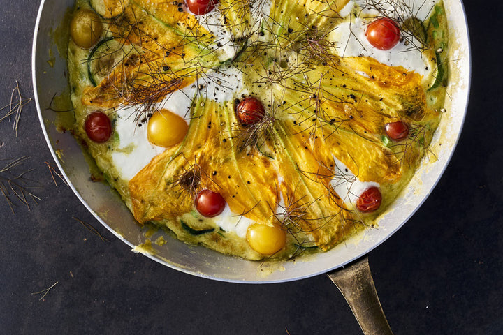 Squash and Squash Blossom Frittata