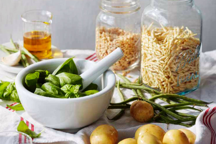 Trofie with Pesto Cream, Potatoes, and Green Beans