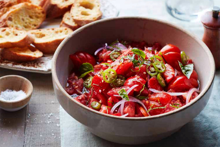 Grandma's Simple Tomato Salad with Buttery Crostini