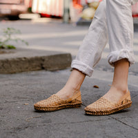 Women's Woven Flat in Honey + No Stripes