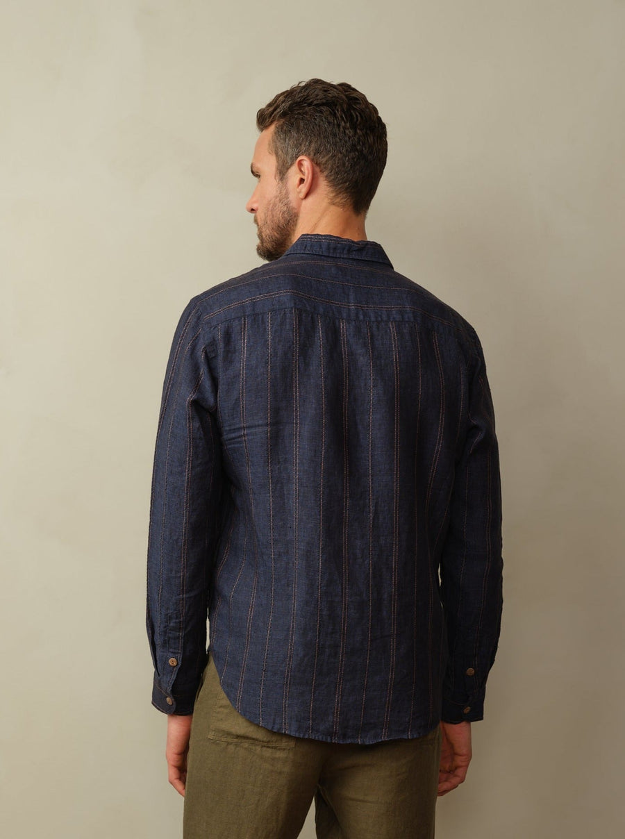 Men's Accord Embroidered Linen Shirt