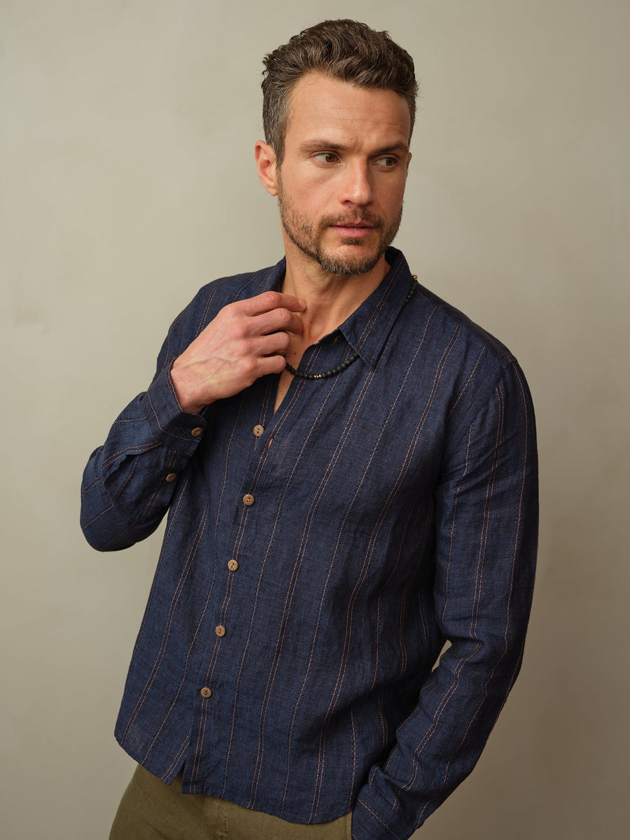 Men's Accord Embroidered Linen Shirt