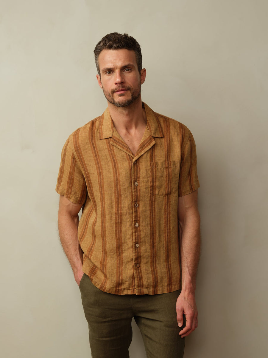 Men's Fez Embroidered Linen S/S