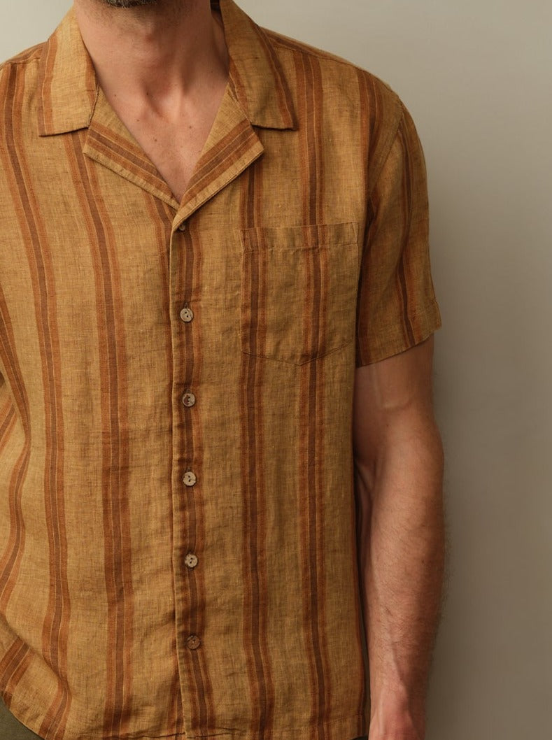 Men's Fez Embroidered Linen S/S
