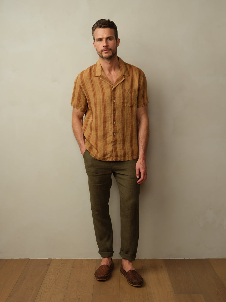 Men's Fez Embroidered Linen S/S