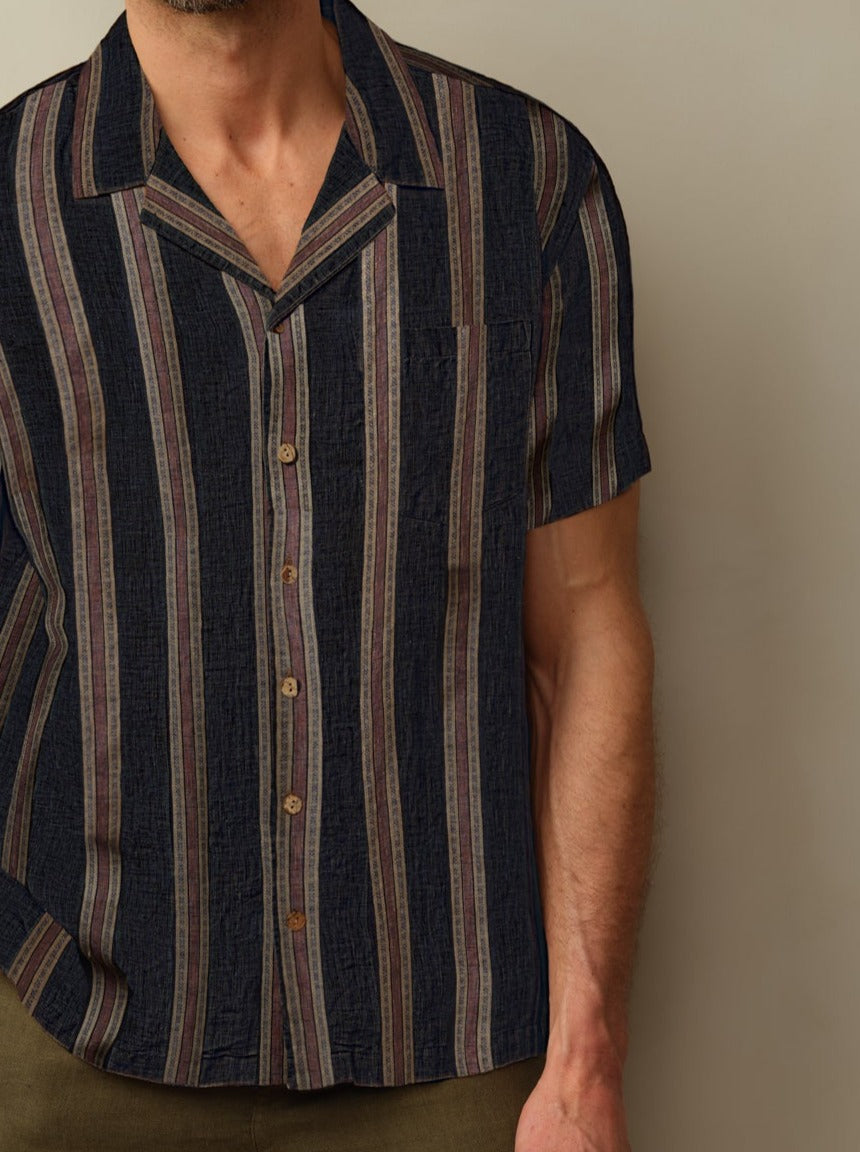 Men's Fez Embroidered Linen S/S