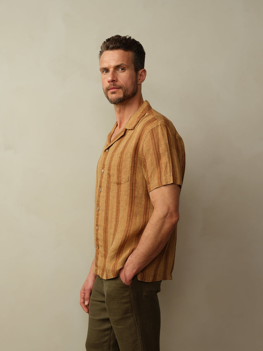 Men's Fez Embroidered Linen S/S