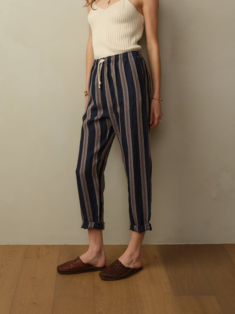 Bali Drawstring Embroidered Linen Pant  - Final Sale