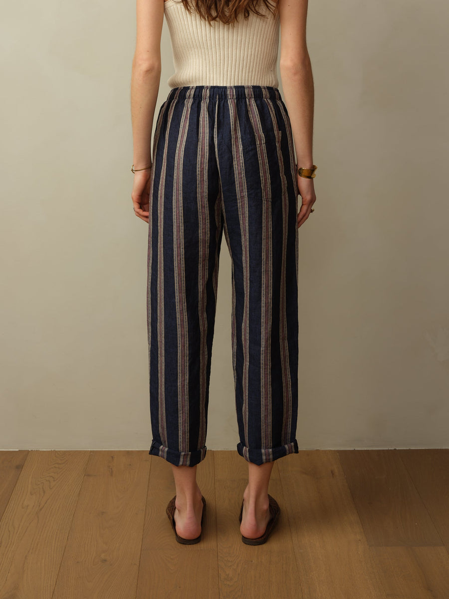 Bali Drawstring Embroidered Linen Pant  - Final Sale