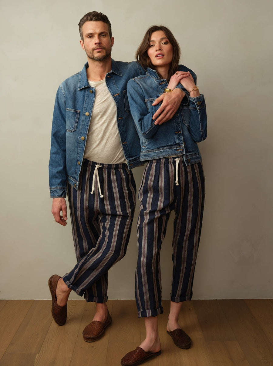 Bali Drawstring Embroidered Linen Pant  - Final Sale