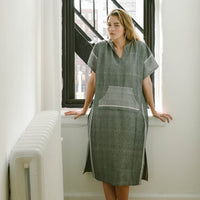 Grey Stripe Tribeca Hooded Maxi Kaftan