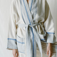 Ivory Blue Tribeca Long Bathrobe