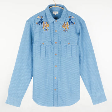 Kalpa Western Shirt Embroidered Kora Lt Indigo