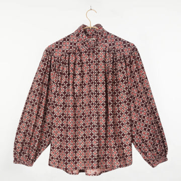 Sabrina Top Kora Geometric Print Brown