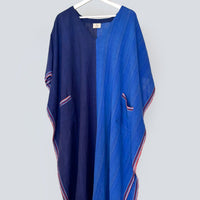 Aegean Blue Tonal V-Neck Kaftan